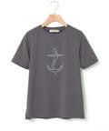 プレーティング天竺 アンカー柄 Tシャツ【UVカット】