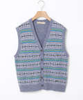 ウールブレンド フェアアイル柄 ニット ベスト【手洗いOK】