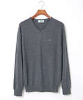 10ゲージVネックセーター【洗濯機洗いOK】