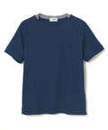 変形ネック ボーダーリブ Tシャツ