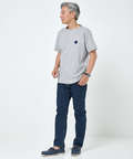 変形ネック ボーダーリブ Tシャツ