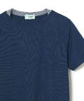 変形ネック ボーダーリブ Tシャツ