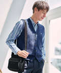 合成皮革 ツイル切り替え ショルダーバッグ