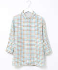 ダブルガーゼ チェック柄 ブラウス
