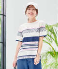 スノーコットン パネルボーダー Tシャツ【接触冷感】