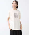 スムース ロゴプリント チュニック丈 Tシャツ
