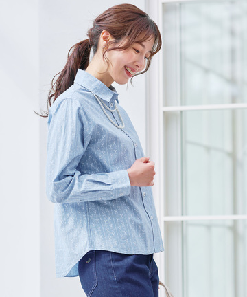 ダンガリー プリント ブラウス