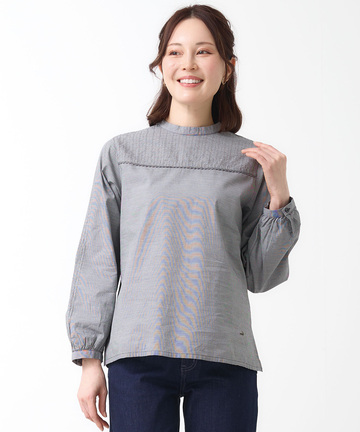 スタンドカラー 刺繡 ブラウス
