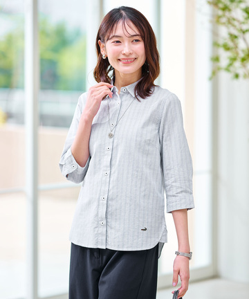 ドビー素材 七分袖 ブラウス