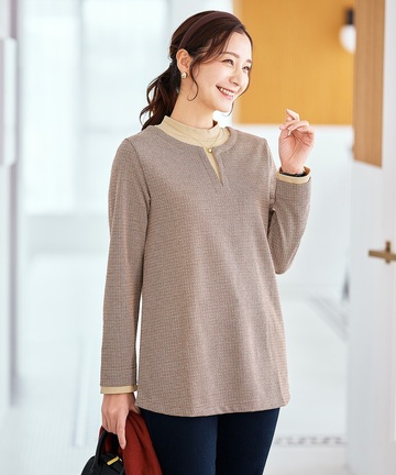千鳥柄 ドッキング チュニック