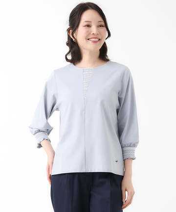 スモッキング刺繍 七分袖 カットソー