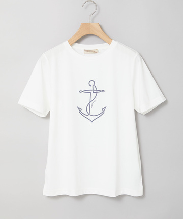プレーティング天竺 アンカー柄 Tシャツ【UVカット】