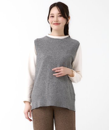 2WAY スリット ニットベスト【手洗いOK】