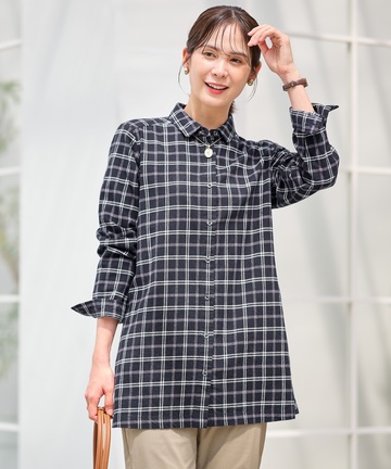 微起毛 チェック柄 チュニック【オンラインショップ限定】