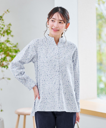 花柄 スキッパー チュニック