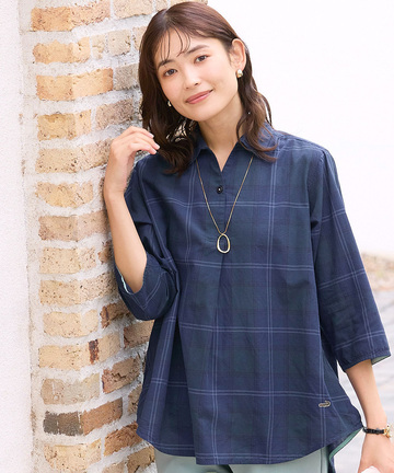 リネンブレンド スキッパー チュニック