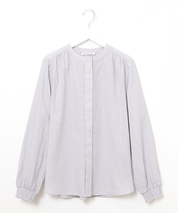 ストライプ  バンドカラー ブラウス