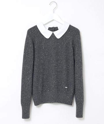 ウールブレンド ショールカラー プルオーバー ニット