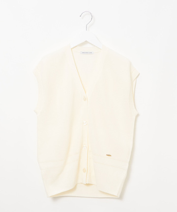 裾編み柄 Vネックベスト【手洗いOK】