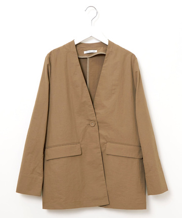 レザーライク ノーカラー ジャケット【オンラインショップ・一部店舗限定】