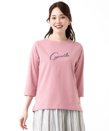 リボンロゴプリント 七分袖 Tシャツ