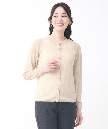 ウールブレンド リブニット カーディガン