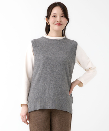 2WAY スリット ニットベスト【手洗いOK】