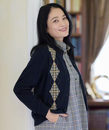 クロコダイルタータン アーガイル柄 カーディガン