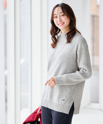 ハイネック ネップ ニットチュニック【手洗いOK】【オンラインショップ限定】