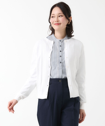 ケーブル ニット カーディガン【ウガンダオーガニックコットン】【手洗いOK】