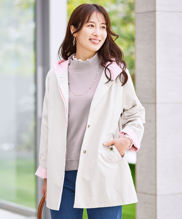 ストライプ バイカラー コート