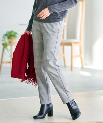 チェック柄 テーパード パンツ