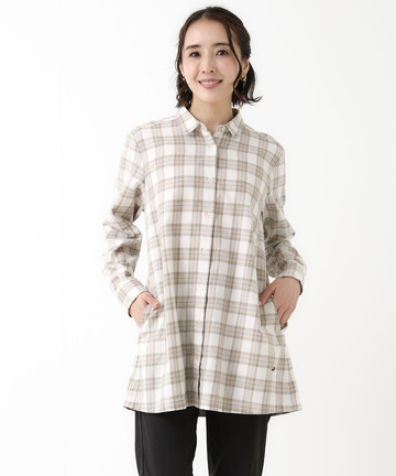 レギュラーカラー チェック柄 チュニック