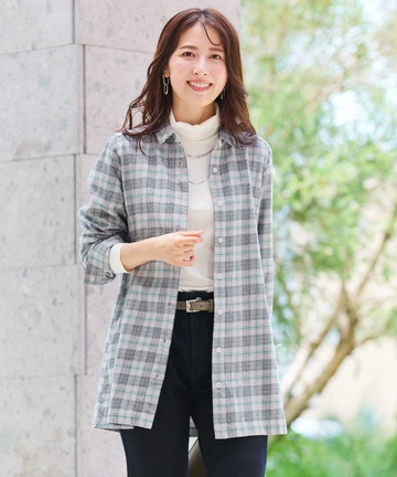 微起毛 チェック柄 チュニック【オンラインショップ限定】