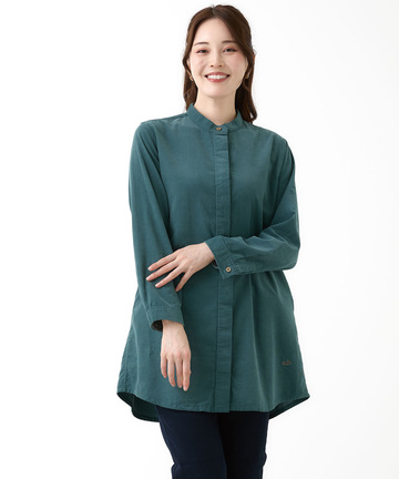  コーデュロイ バンドカラー チュニック