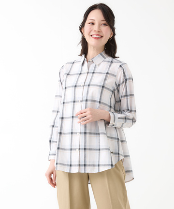 リネンブレンド チェック柄 チュニック