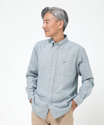 シルクブレンド ラインデザイン シャツ