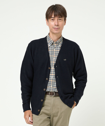 クロコダイルタータン カフス仕立て カーディガン【手洗いOK】