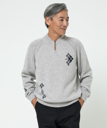 ハーフジップ 配色 ニット