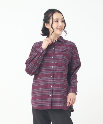 微起毛ピケ チェック柄 ブラウス