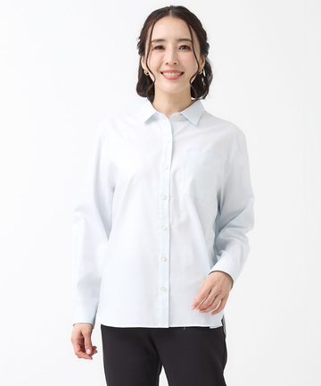 ノンアイロン コットン 無地 ブラウス【シワになりにくい】