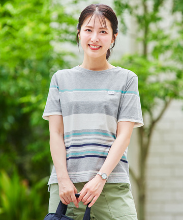 スノーコットン パネルボーダー Tシャツ【接触冷感】