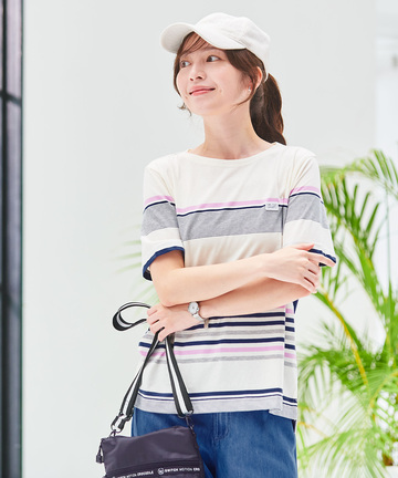 スノーコットン パネルボーダー Tシャツ【接触冷感】