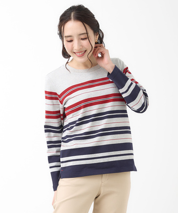 天竺 パネルボーダー カットソー