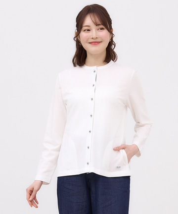 スノーコットン クルーネック カーディガン【接触冷感】