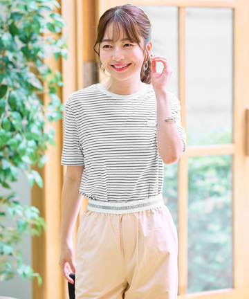 スノーコットン 天竺 ボーダー Tシャツ【接触冷感】