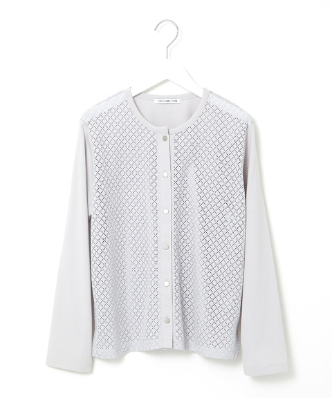 レース 切替 カーディガン