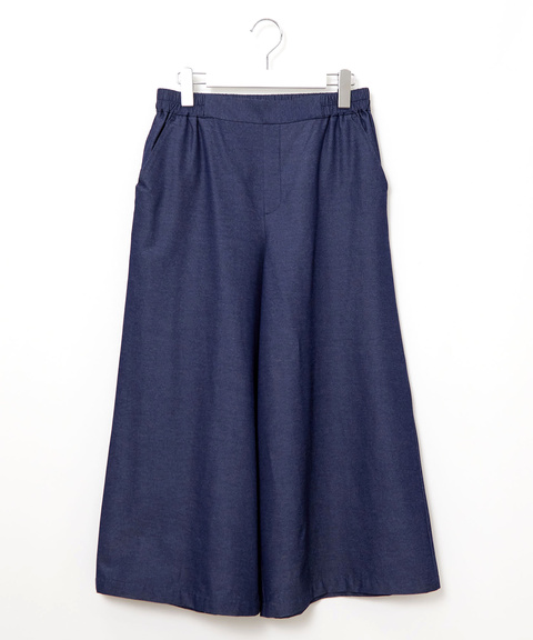 デニムライク ストレッチ ワイドパンツ