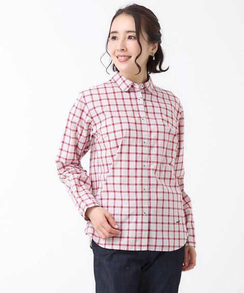 丸襟 チェック柄 ブラウス【オンラインショップ・一部店舗限定】