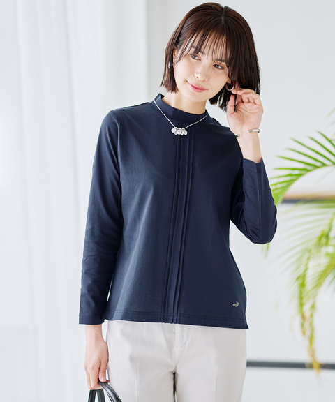 天竺 モックネック Tシャツ